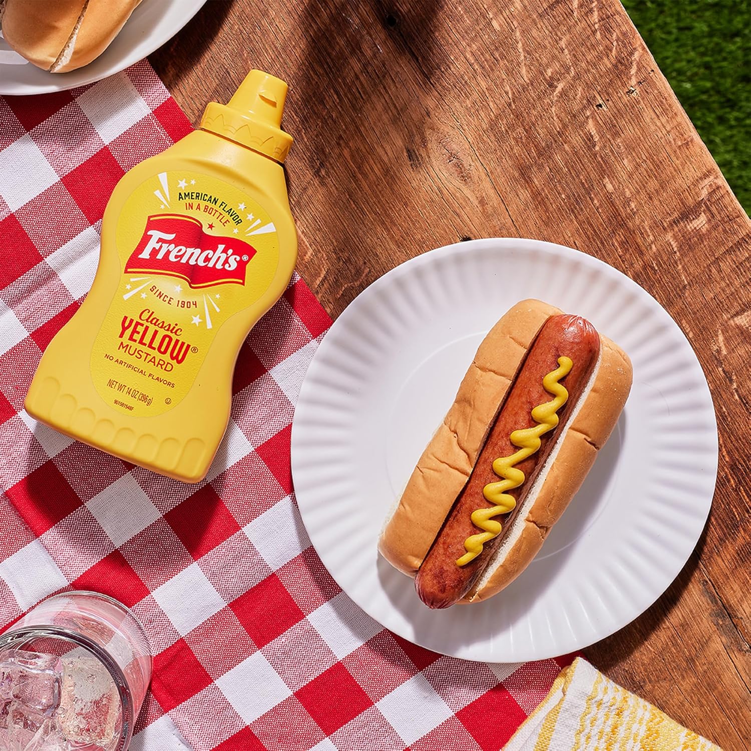 French's Stone-Ground Yellow Mustard – Camping & Picnic Condiment Pack for Grilled Sandwiches & Dips, 14 oz