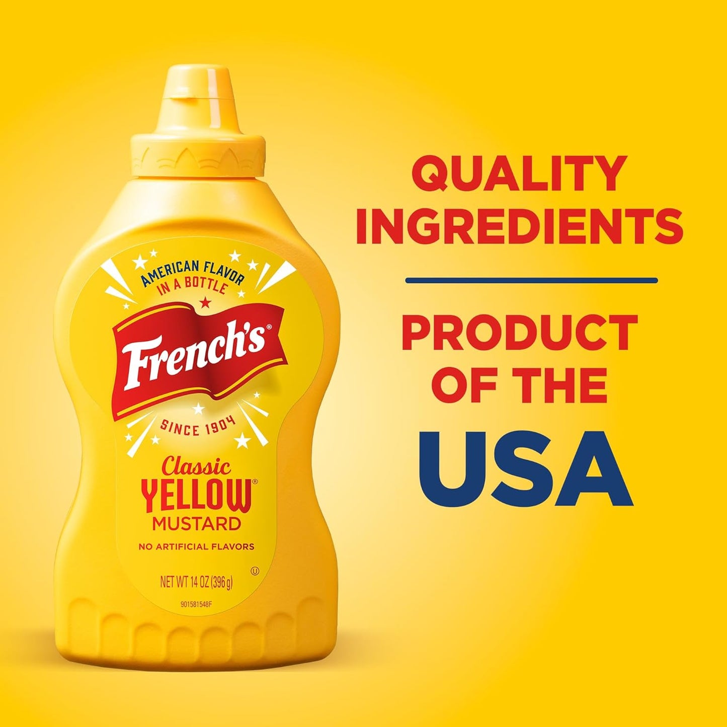 French's Stone-Ground Yellow Mustard – Camping & Picnic Condiment Pack for Grilled Sandwiches & Dips, 14 oz