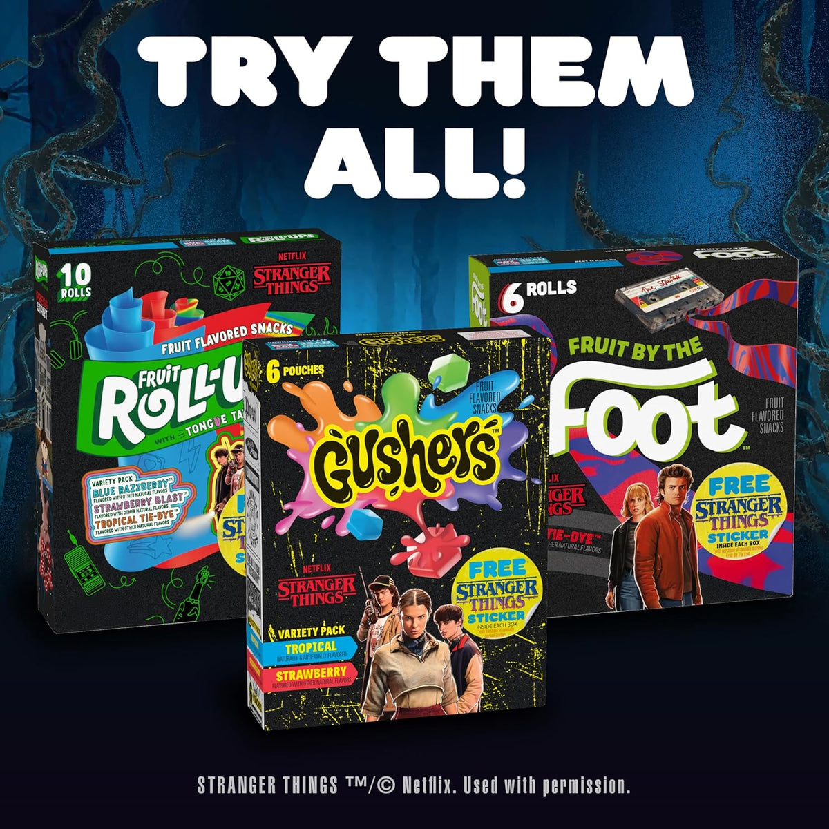 Fruit Roll-Ups Stranger Things Edition Picnic and Backyard Movie Snack, Kid Friendly Portable Fruit Rolls, 5 oz