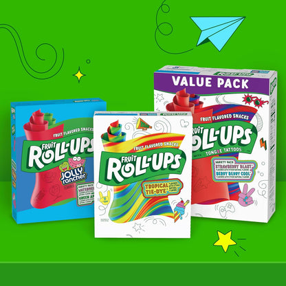 Fruit Roll-Ups Tropical Tie-Dye Variety – Mess-Free Snack for Camping Trips and Hiking Lunches