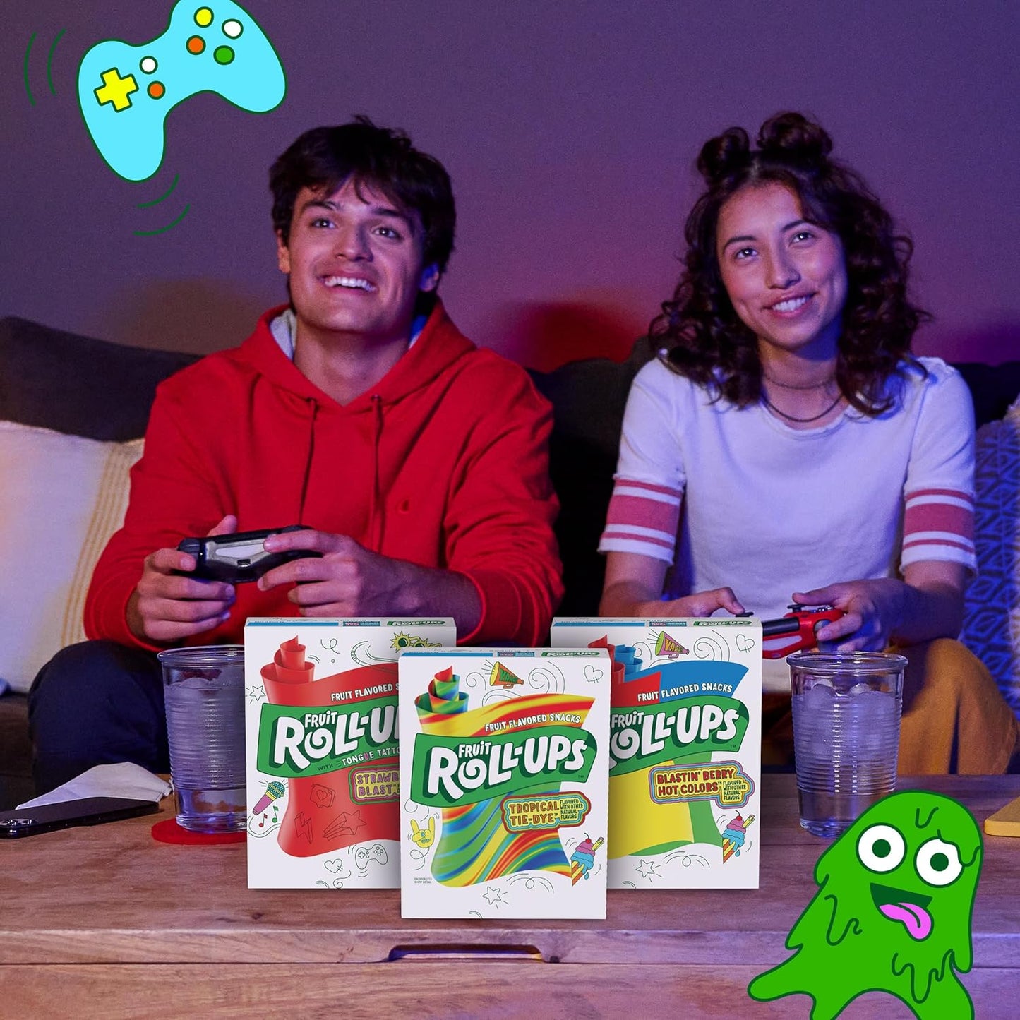 Fruit Roll-Ups Tropical Tie-Dye Variety – Mess-Free Snack for Camping Trips and Hiking Lunches