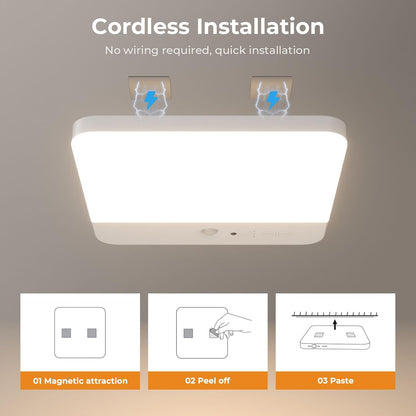 FULEN Battery Operated Ceiling Fixture – Simple Three Color Temperature Light for Intentional Small Spaces