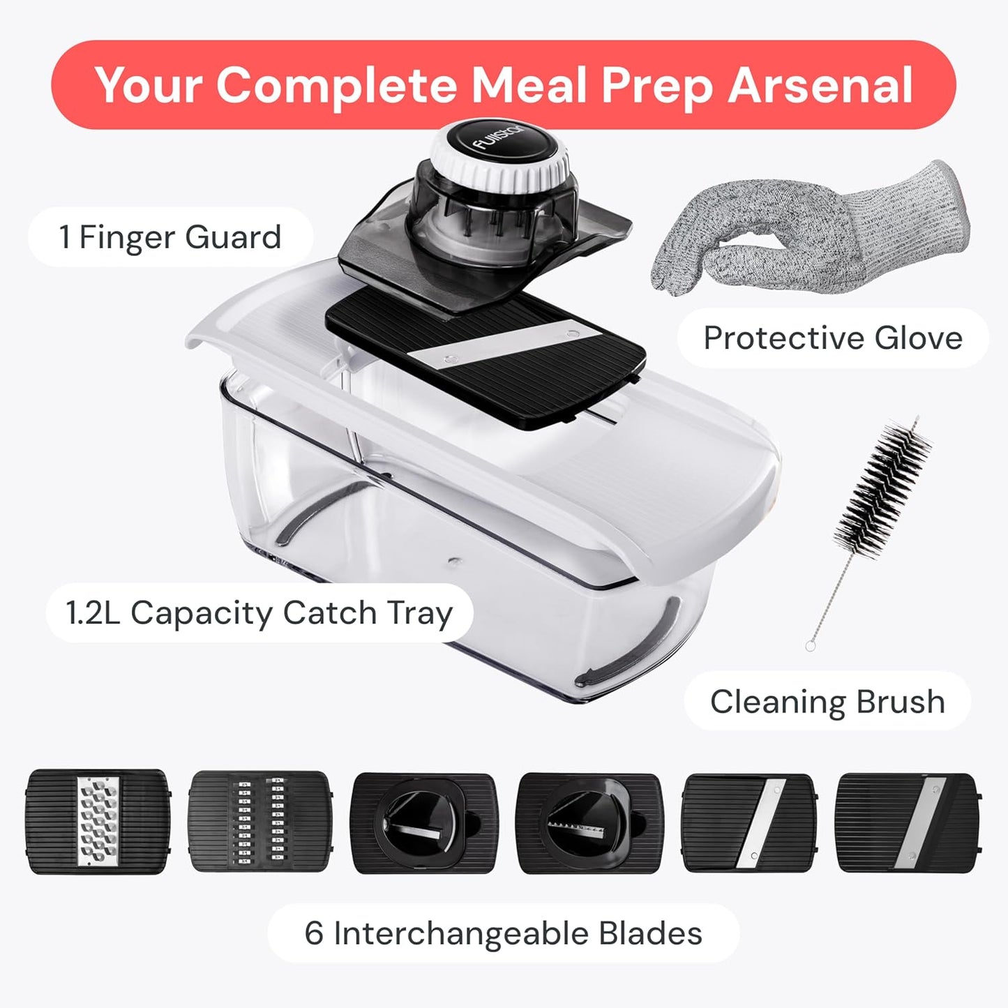 Fullstar Vegetable Spiralizer and Cheese Grater 6-in-1 – Housewarming and White Elephant Gift for Home Cooks, BPA-Free White