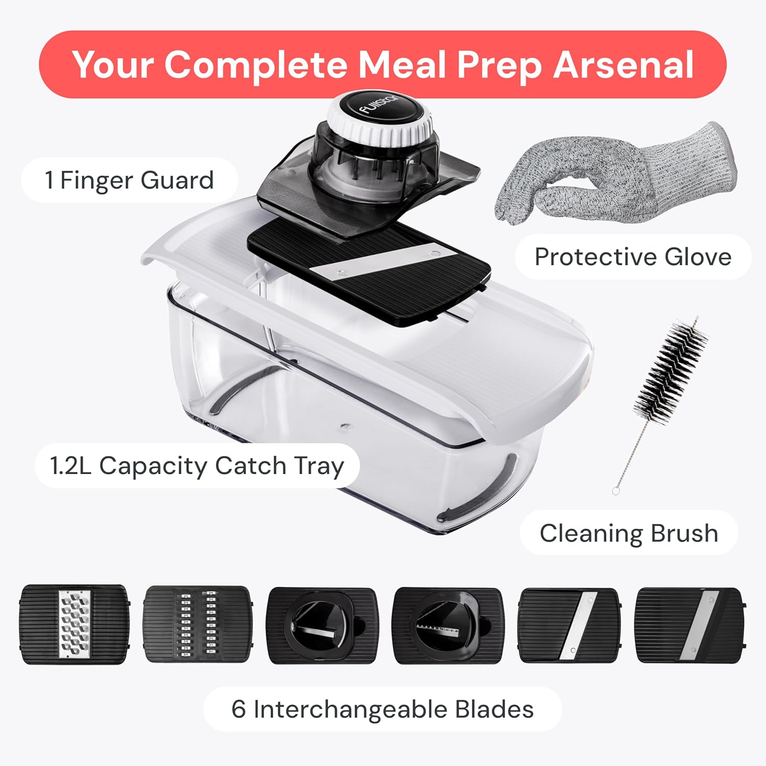 Fullstar Vegetable Spiralizer and Cheese Grater 6-in-1 – Housewarming and White Elephant Gift for Home Cooks, BPA-Free White