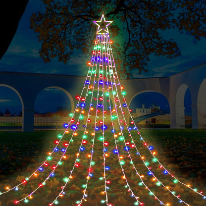 FUNIAO Child Safe Holiday Lights 320 LED, Cool to Touch Waterfall Star Lights for Kids Room Window and Family Tree