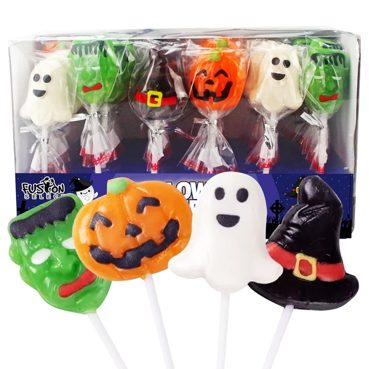 Fusion Select Halloween Variety Suckers – Grab-and-Go Candy for Outdoor Harvest Festivals, Block Parties & Yard Gatherings