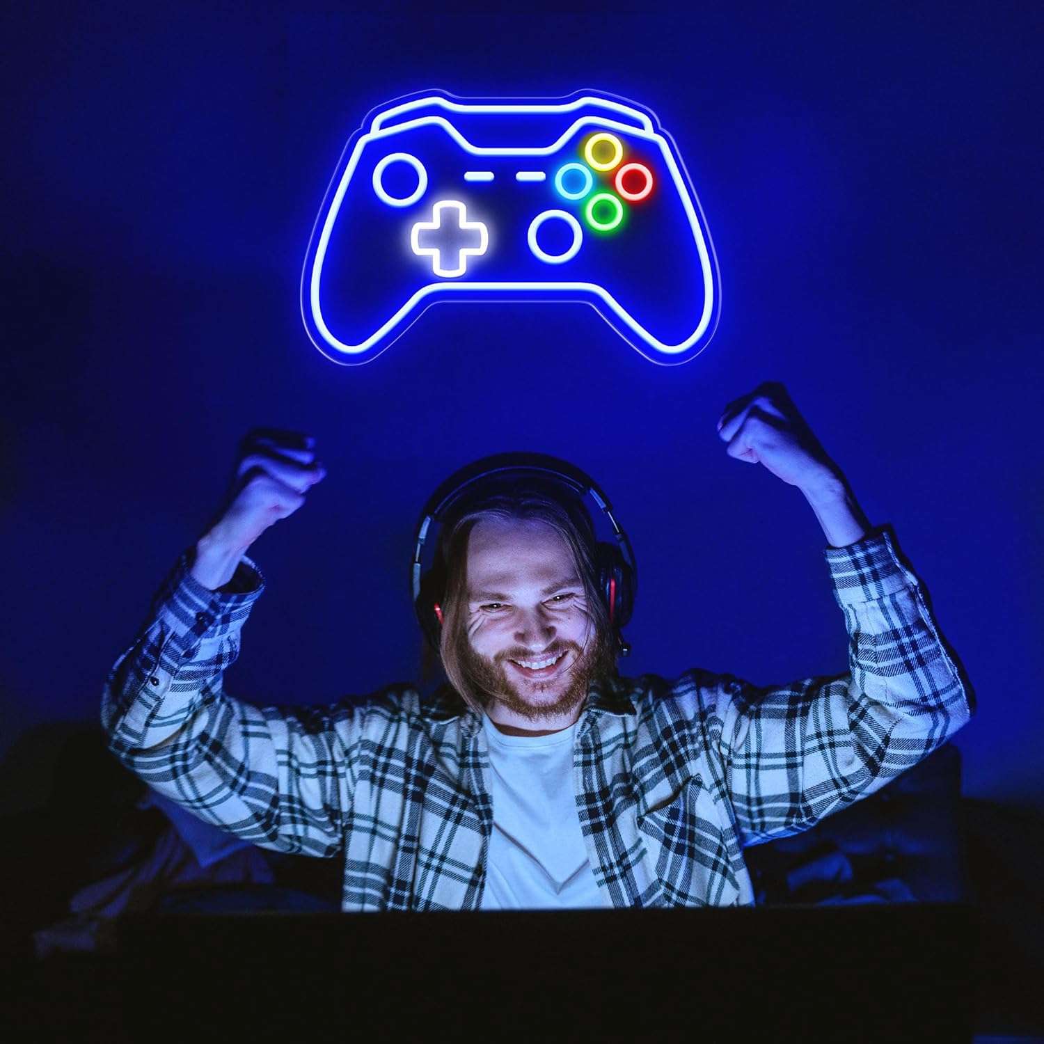 Gamer Neon Sign – Focus and Ambiance Light for Home Office and Streaming Corner, LED Wall Art with Dimmer