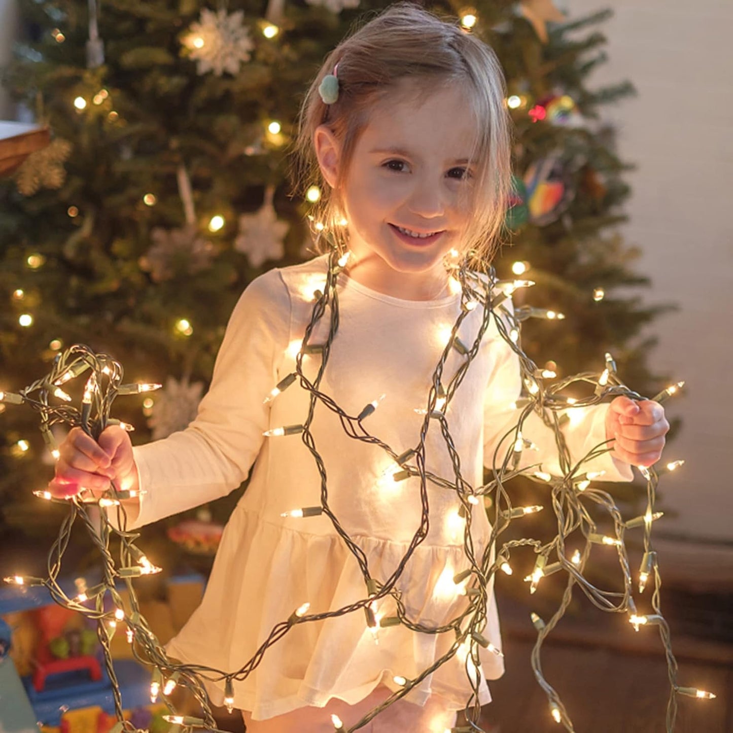 Giftable Holiday Decor for Mom and Home Decorators, 29 ft Warm White Christmas Lights with Spare Bulbs and Fuses