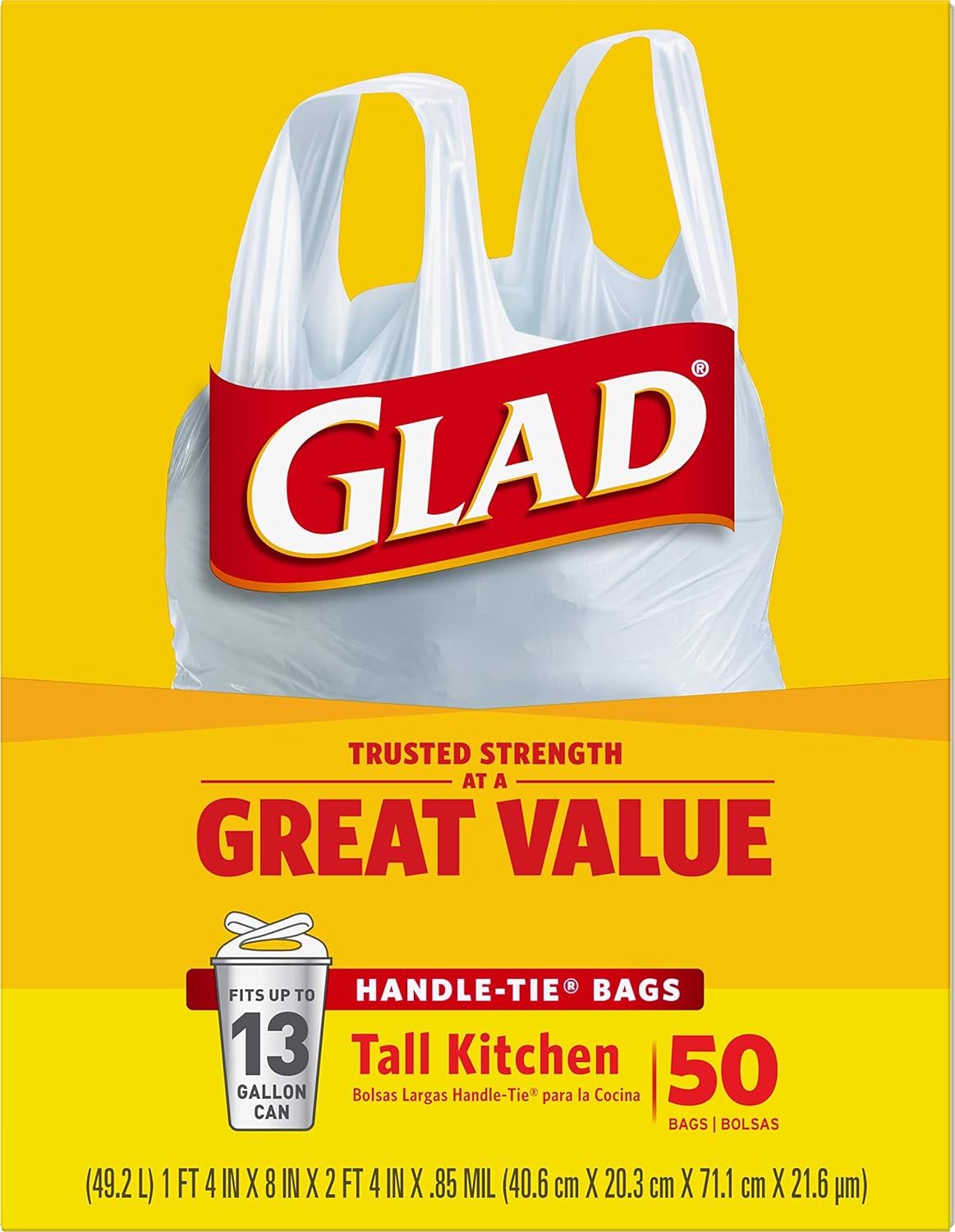 Glad 13 Gallon Unscented Garbage Bags, Diamond Stretch Design for Clutter-Free Homes