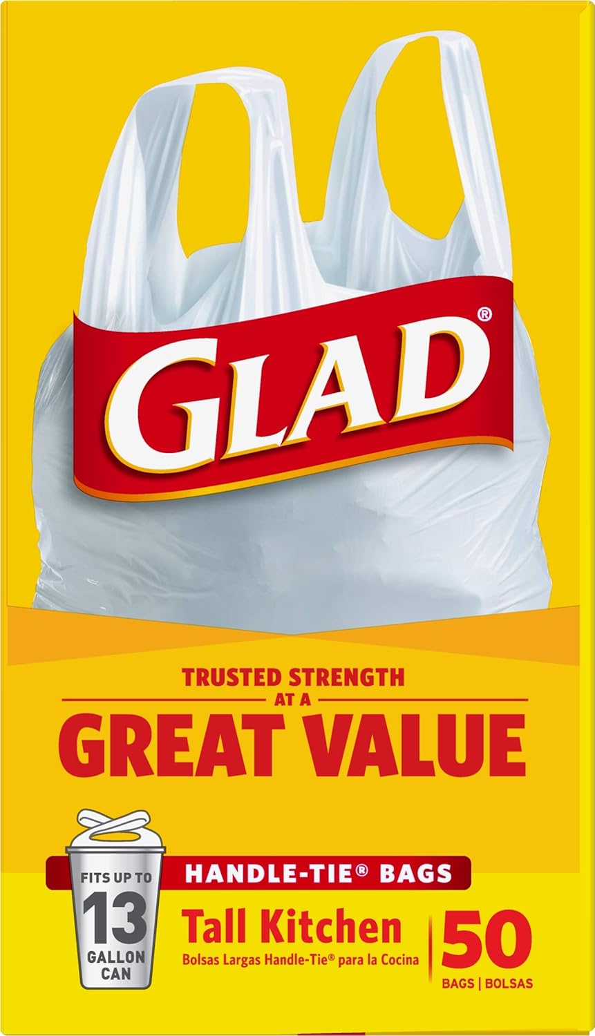 Glad 13 Gallon Unscented Garbage Bags, Diamond Stretch Design for Clutter-Free Homes