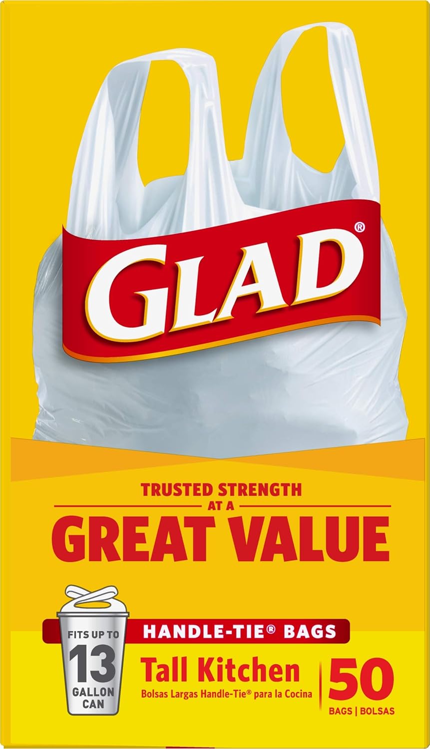 Glad 13 Gallon Unscented Garbage Bags, Diamond Stretch Design for Clutter-Free Homes