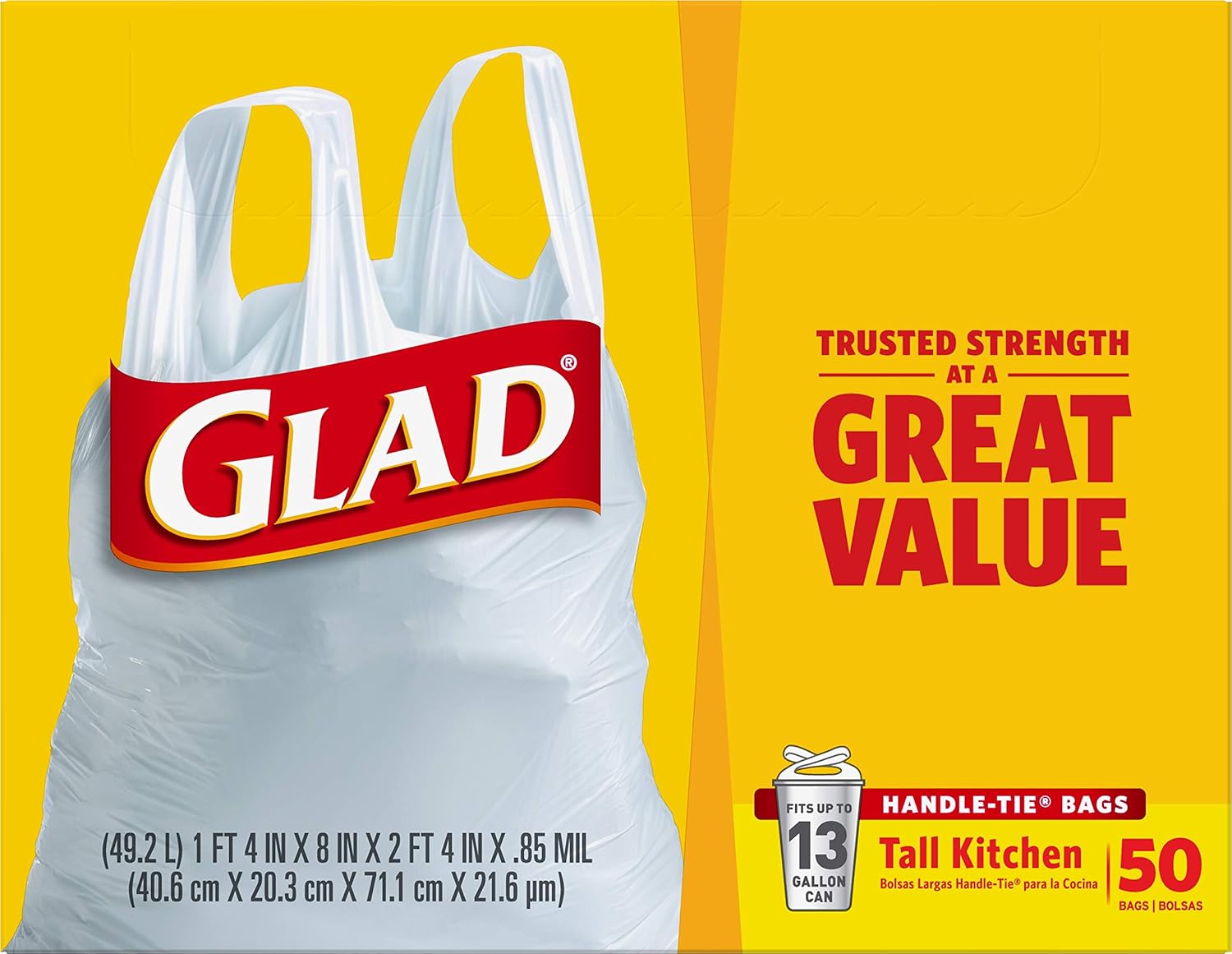 Glad 13 Gallon Unscented Garbage Bags, Diamond Stretch Design for Clutter-Free Homes