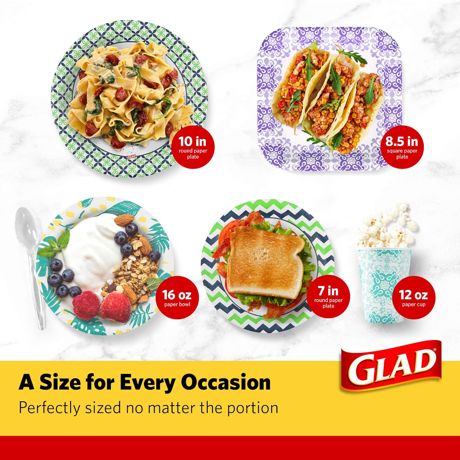 Glad Blue Floral Paper Plates – Practical Hostess Gift Pack of 50 Disposable Plates for Housewarmings and Parties
