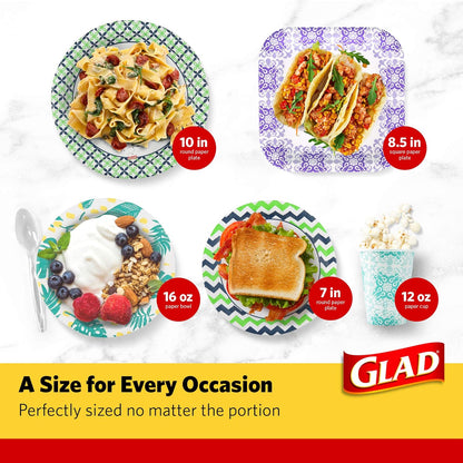 Glad Blue Floral Paper Plates – Practical Hostess Gift Pack of 50 Disposable Plates for Housewarmings and Parties