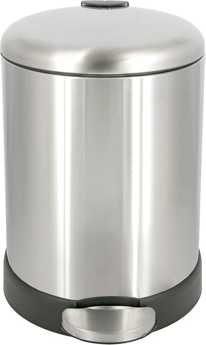 Glad Compact Step Pedal Garbage Can – Brushed Stainless Waste Basket for Intentional Small Spaces