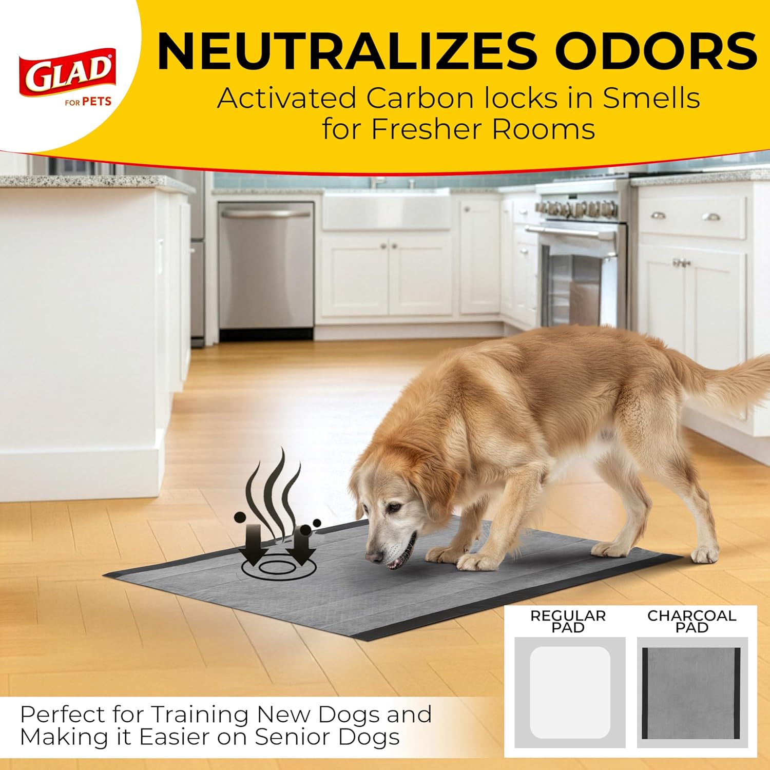 Glad for Pets Black Charcoal Puppy Pads - Stress-Free Whelping Box Liner for Mother Dog Comfort, 28 x 30 in, 100 Count