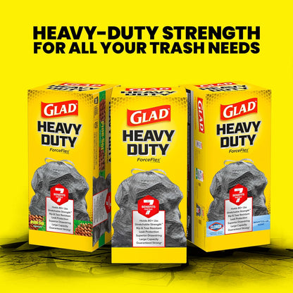 Glad ForceFlex Heavy Duty Trash Bags for Clutter-Free Minimalist Homes, 30 Gal Clean Drawstring Design, 50 Count