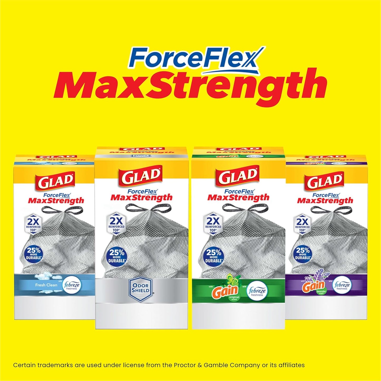 Glad ForceFlex MaxStrength XL 20 Gal Trash Bags, Streamlined Drawstring Design for Clean, Clutter-Free Kitchen Counters, 80 Ct