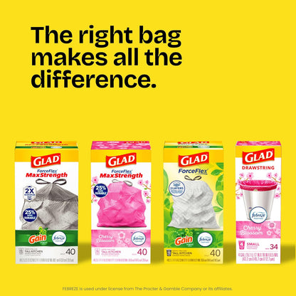 Glad ForceFlex Trash Bags – Self-Care Pantry Pick for Odor-Free Kitchen Cleanups, 13 Gal