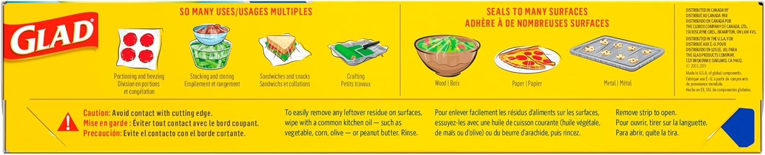 Glad Press'N Seal Food Wrap – Practical Housewarming Gift for New Homeowners, Multi-Pack Sealing Roll for Kitchen Organization