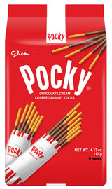 Glico Pocky Chocolate Cream Sticks – Kid-Friendly School Lunchbox Snack, 9 Individual Bags