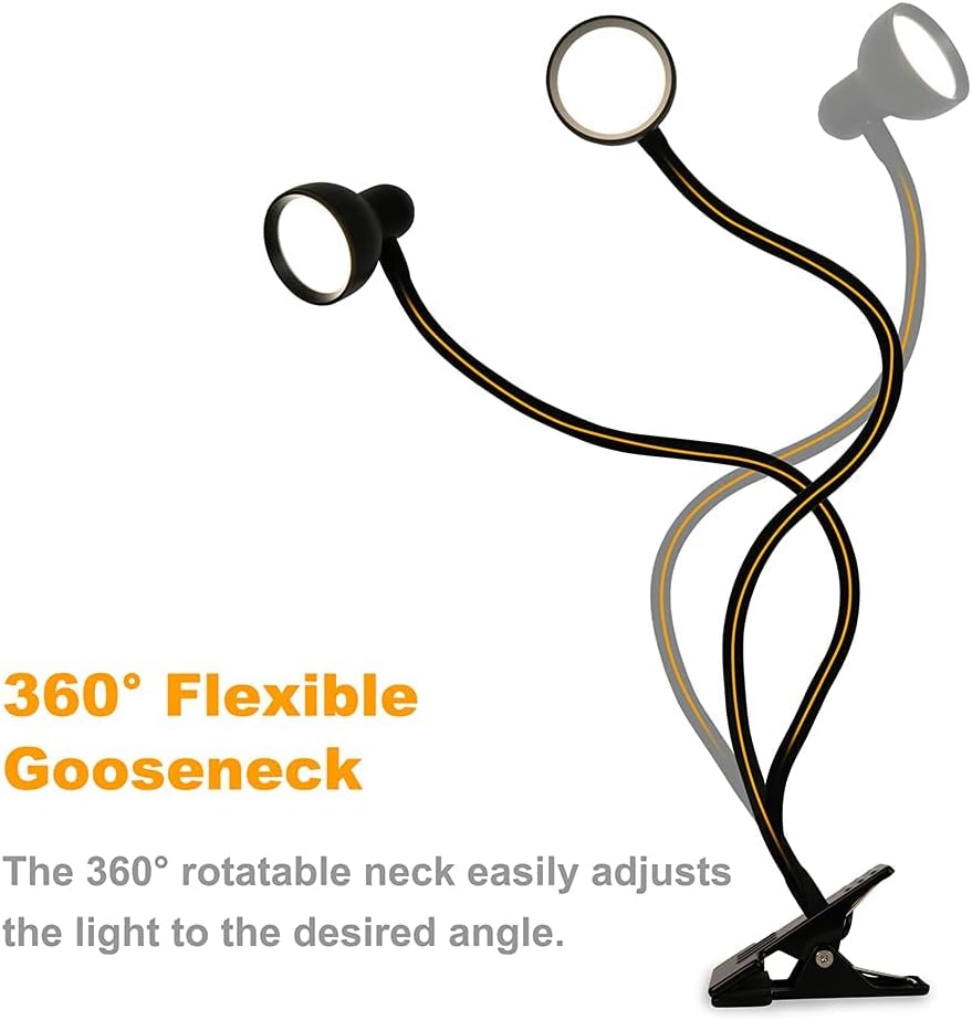 Glocusent Clip Reading Light - Valentine's Day Gift for Her, Eye-Caring Gooseneck Bedside Lamp for Book Lovers