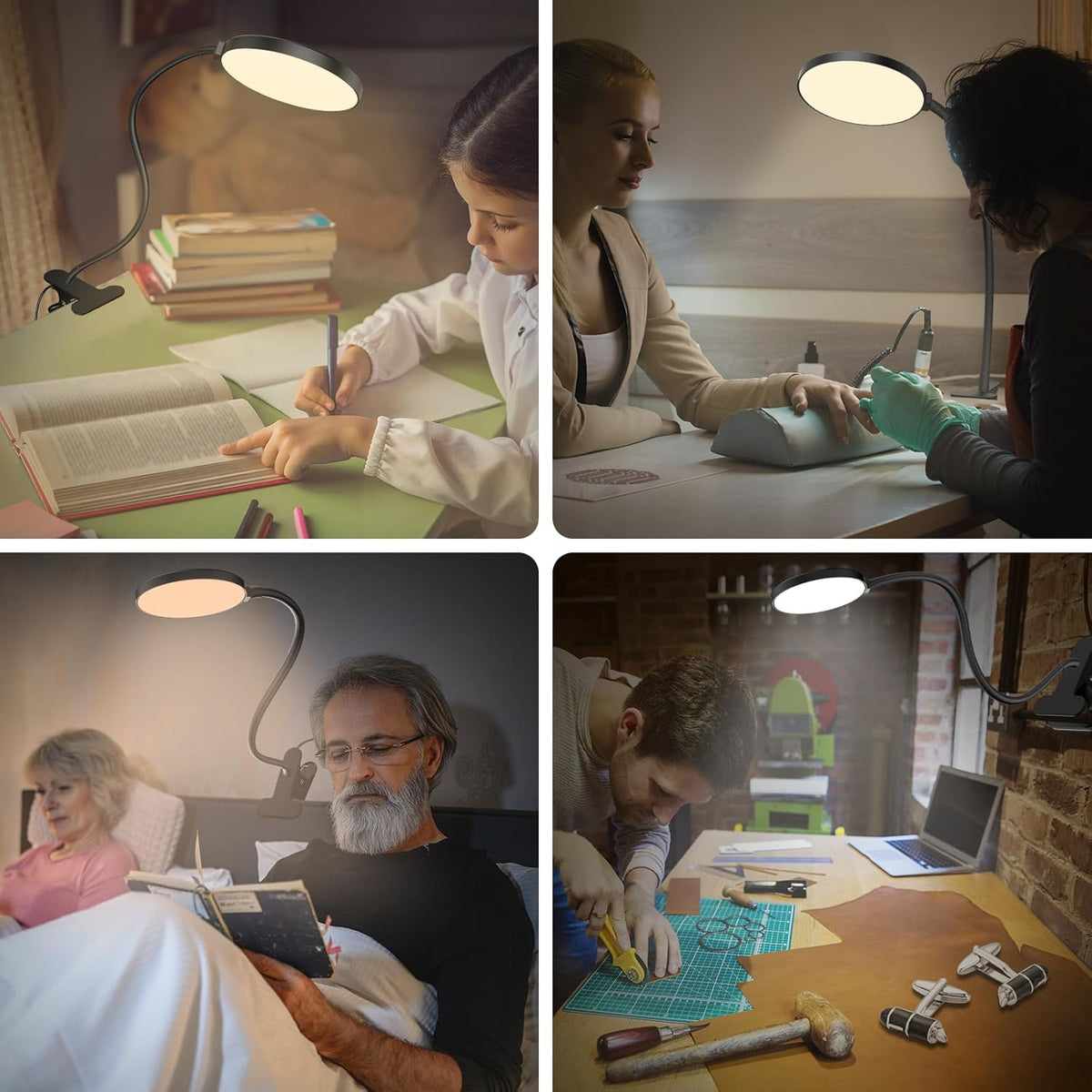 Glocusent Eye-Caring Reading Lamp with Nightlight Mode – Holiday Gift for Students, Remote Workers, and Craft Hobbyists