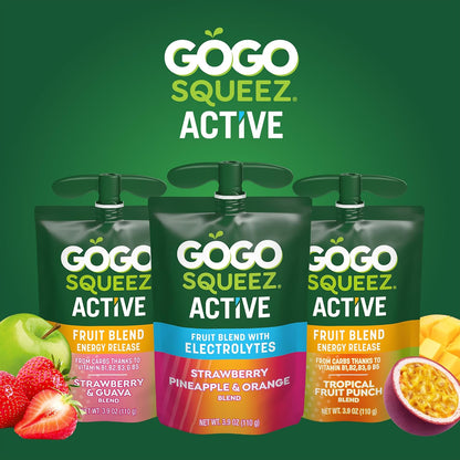 GoGo squeeZ Active Fruit Blend – Beach Day and Camping Snack Pack with Antioxidant Vitamins, Resealable Travel Pouches
