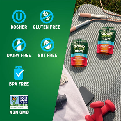 GoGo squeeZ Active Fruit Blend – Beach Day and Camping Snack Pack with Antioxidant Vitamins, Resealable Travel Pouches