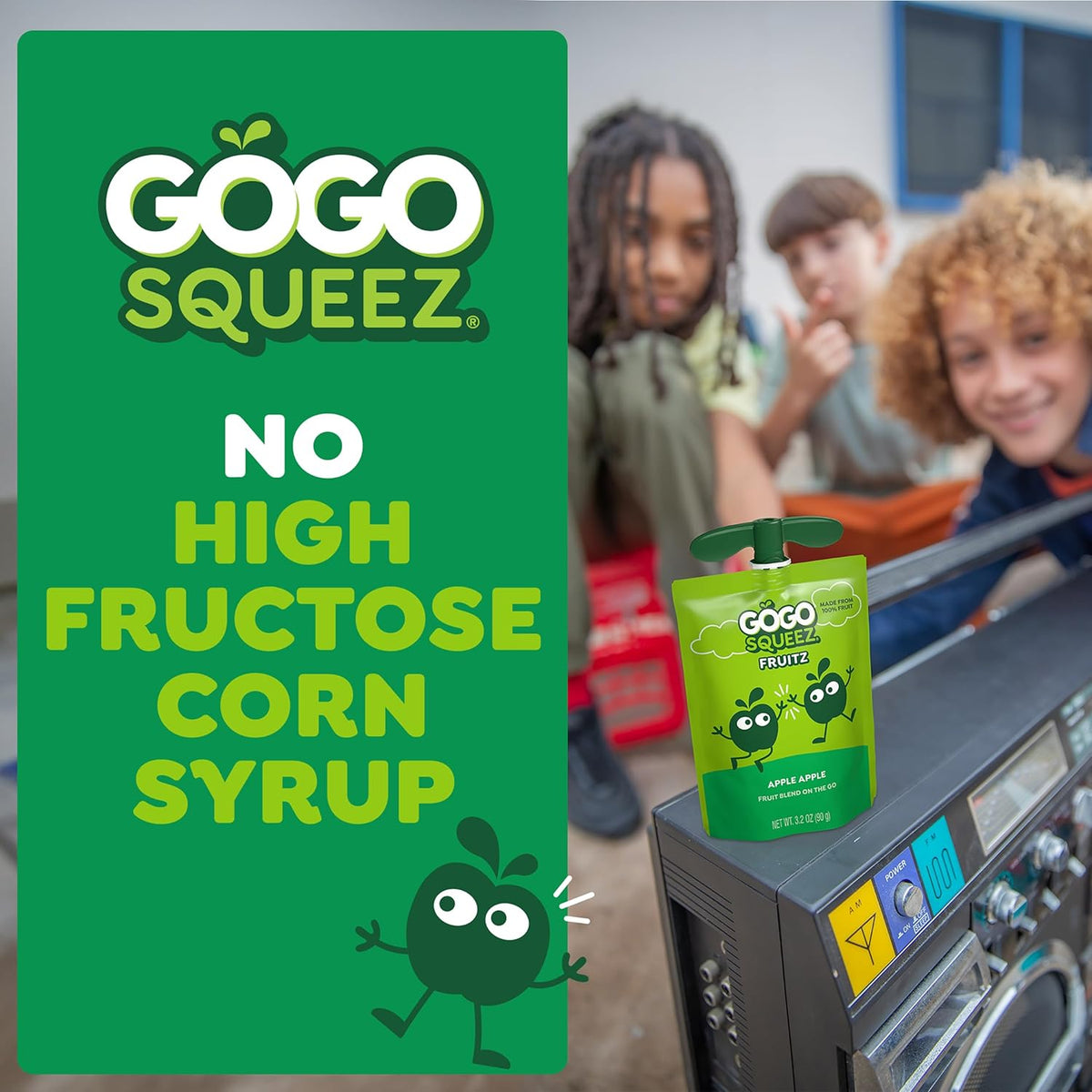 GoGo squeeZ Allergy Friendly Applesauce, Classroom and Daycare Snack Stations Made Simple, 3.2 oz, 48 Pack