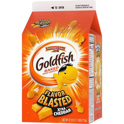 Goldfish Cheddar Cheese Crackers – Easy-Pour Snack for the Car Cup Holder, Gym Bag, and Camping Cooler, 27.3 oz Family Size
