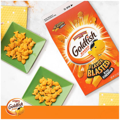 Goldfish Cheddar Cheese Crackers – Easy-Pour Snack for the Car Cup Holder, Gym Bag, and Camping Cooler, 27.3 oz Family Size
