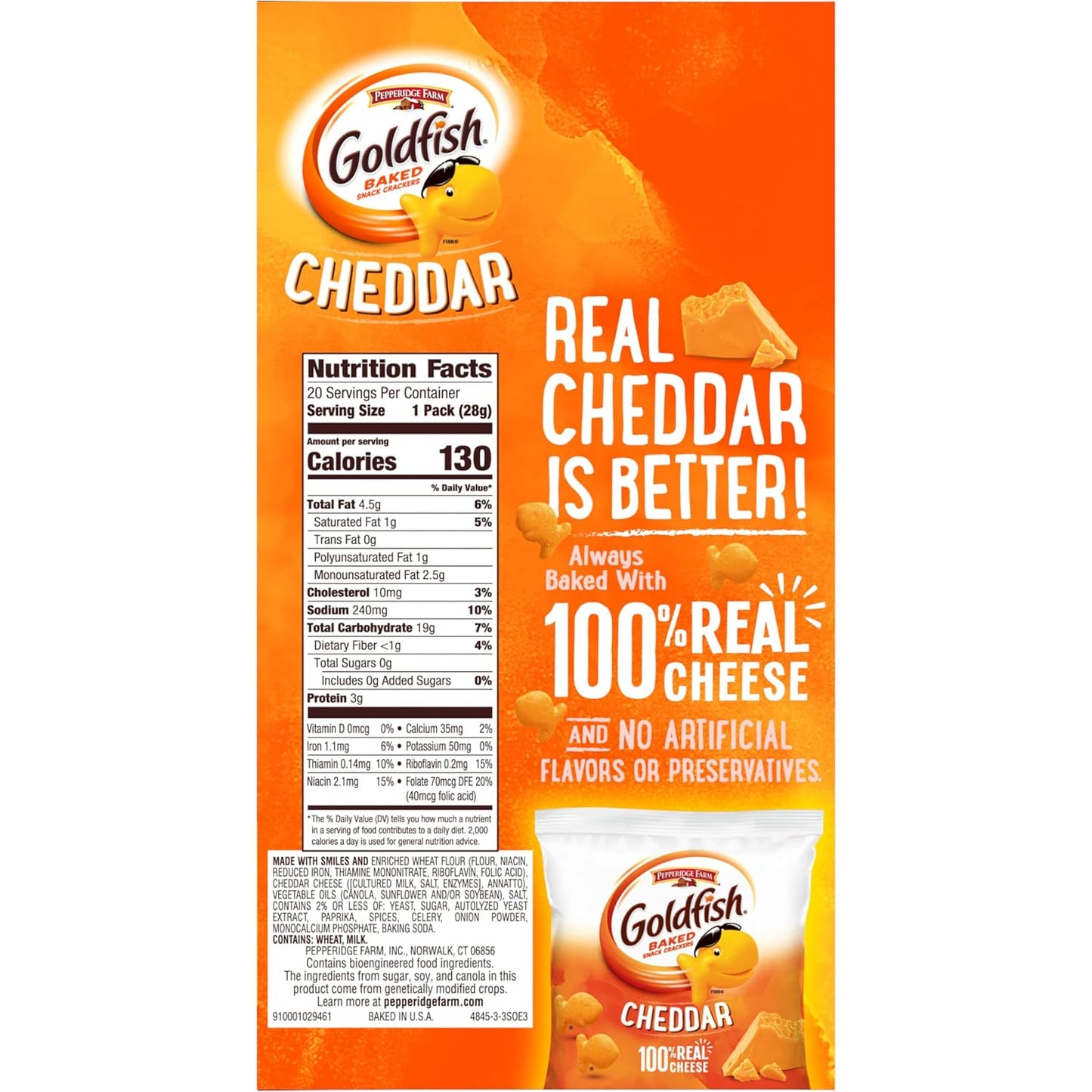 Goldfish Cheddar Cheese Crackers – Movie Night Gift Basket Snack for Adults, 20 Single-Serve Bags