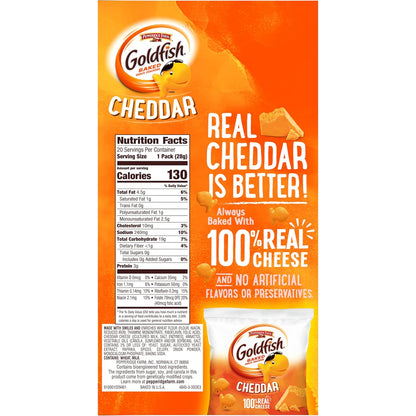 Goldfish Cheddar Cheese Crackers – Movie Night Gift Basket Snack for Adults, 20 Single-Serve Bags