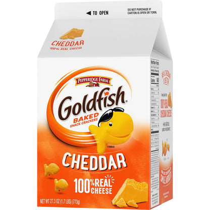 Goldfish Cheddar Cheese Crackers – Portable Snack for Hiking Backpacks, Road Trips, and Park Picnics, 27.3 oz Bulk Carton