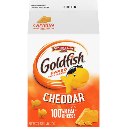 Goldfish Cheddar Cheese Crackers – Portable Snack for Hiking Backpacks, Road Trips, and Park Picnics, 27.3 oz Bulk Carton