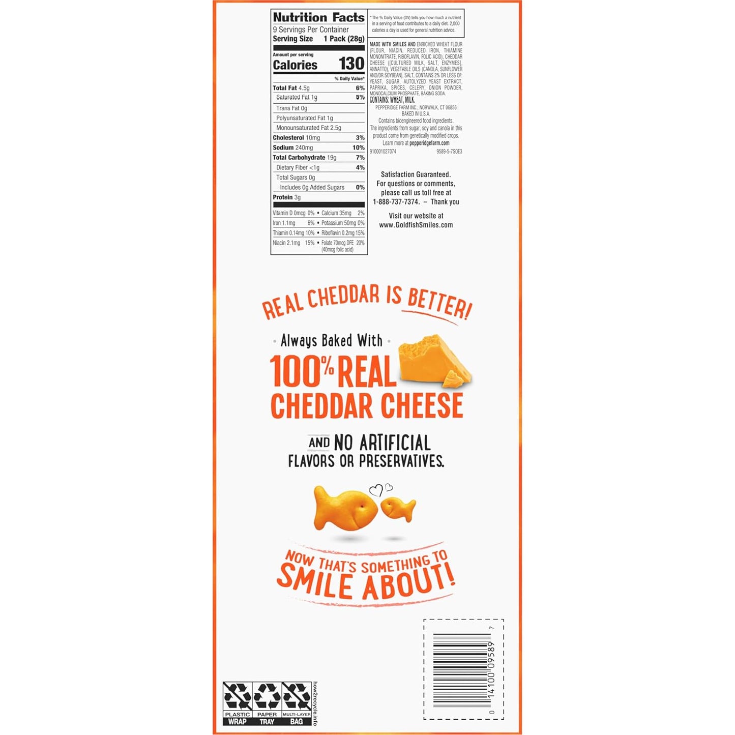 Goldfish Cheddar Cheese Crackers – Stay-Focused Fuel for the Office, Baked Real Cheese Packs, 9 Count Tray