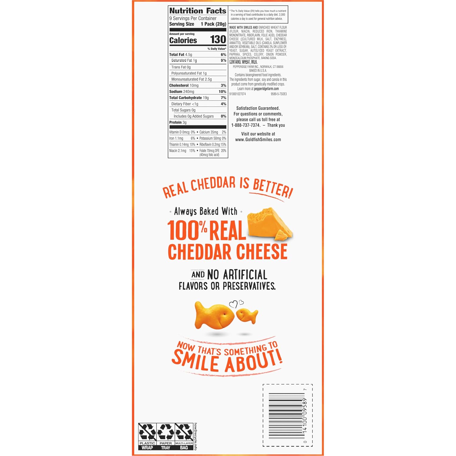 Goldfish Cheddar Cheese Crackers – Stay-Focused Fuel for the Office, Baked Real Cheese Packs, 9 Count Tray