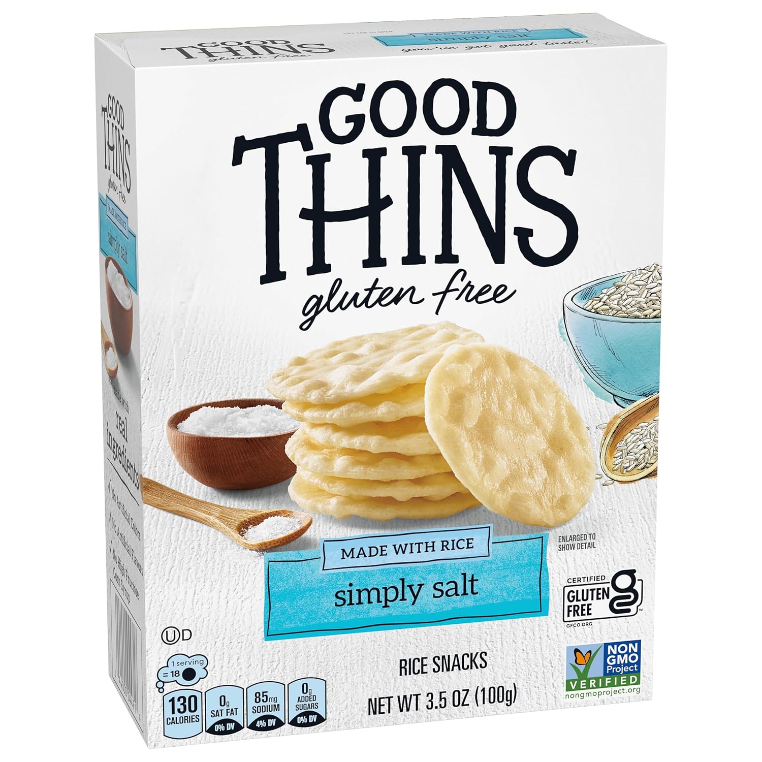 Good Thins Simply Salt Rice Snacks Gluten Free Crackers for Biking and Horseback Riding, Portable Lightweight Trail Snack