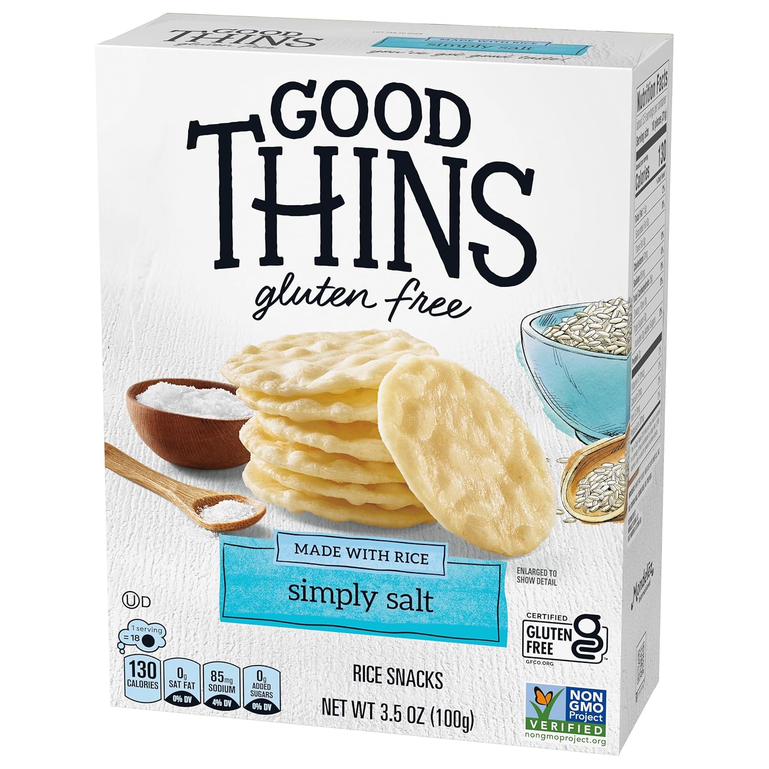 Good Thins Simply Salt Rice Snacks Gluten Free Crackers for Biking and Horseback Riding, Portable Lightweight Trail Snack