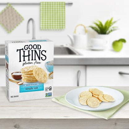 Good Thins Simply Salt Rice Snacks Gluten Free Crackers for Biking and Horseback Riding, Portable Lightweight Trail Snack