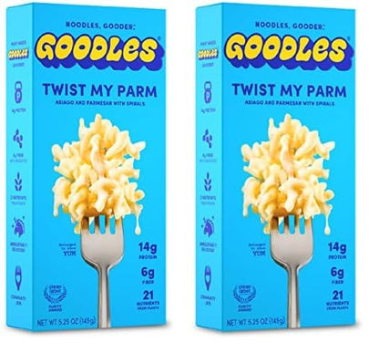 Goodles Twist My Parm Asiago and Parmesan Spirals – No-Carb-Crash Lunch for Back-to-Back Meetings