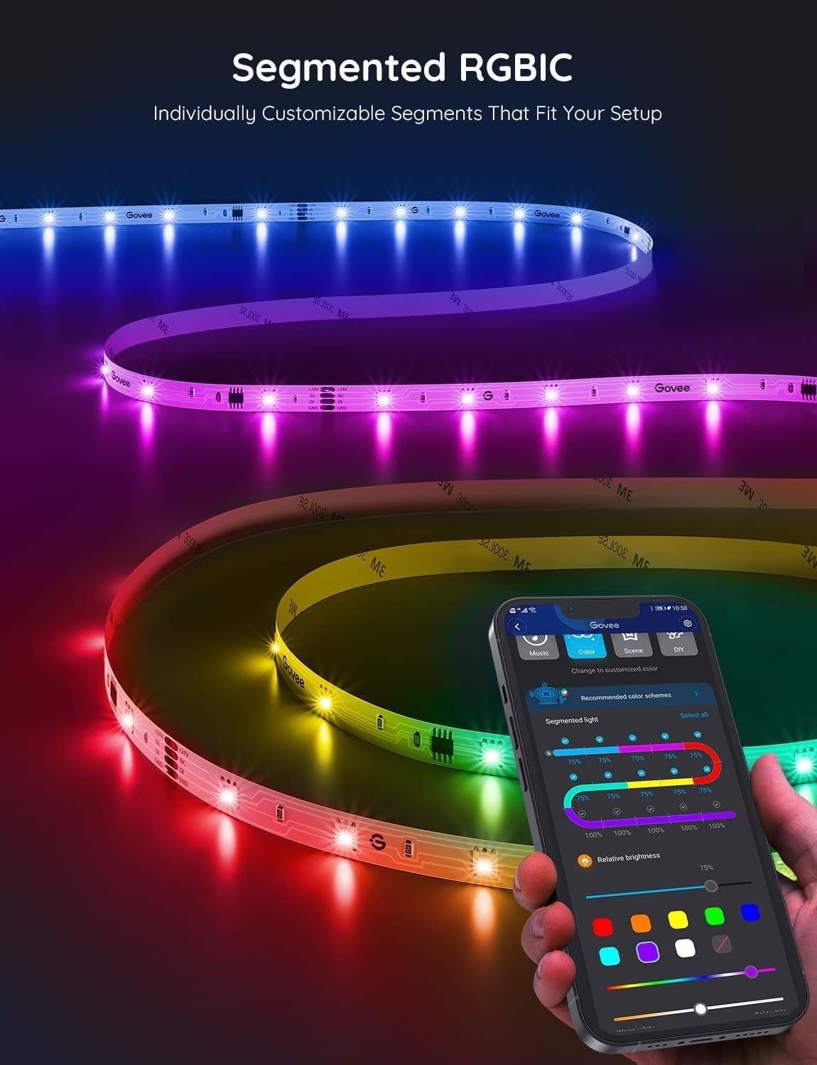 Govee RGBIC LED Strip Lights – Less-Is-More Smart Lighting with Simple Scene Switching, 16.4ft