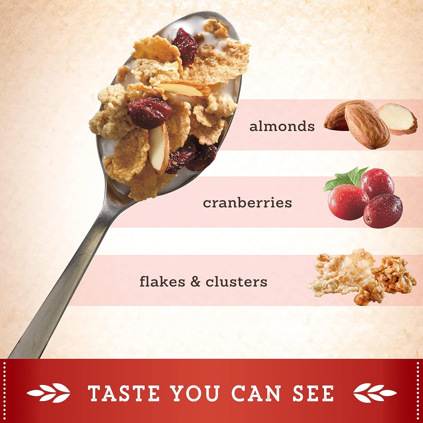 Great Grains Cranberry Almond Crunch Cereal – Grab-and-Go Non-GMO Cereal for Productive Weekday Routines, 14 oz