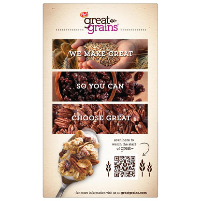 Great Grains Raisins Dates Pecans Cereal – Naturally Sweet Non-GMO Cereal for Kids Snack and Breakfast, 16 oz