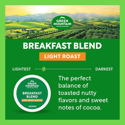 Green Mountain Coffee Roasters Breakfast Blend K-Cup Pods – Home Office Coffee for Busy Remote Professionals, 96 Count