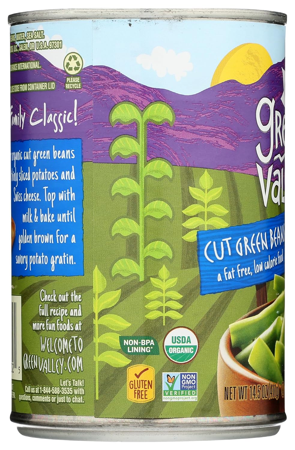 Green Valley Organic Cut Green Beans – Sea Salt Only Organic Beans for Uncluttered Pantry Storage, Ready in 5 Minutes