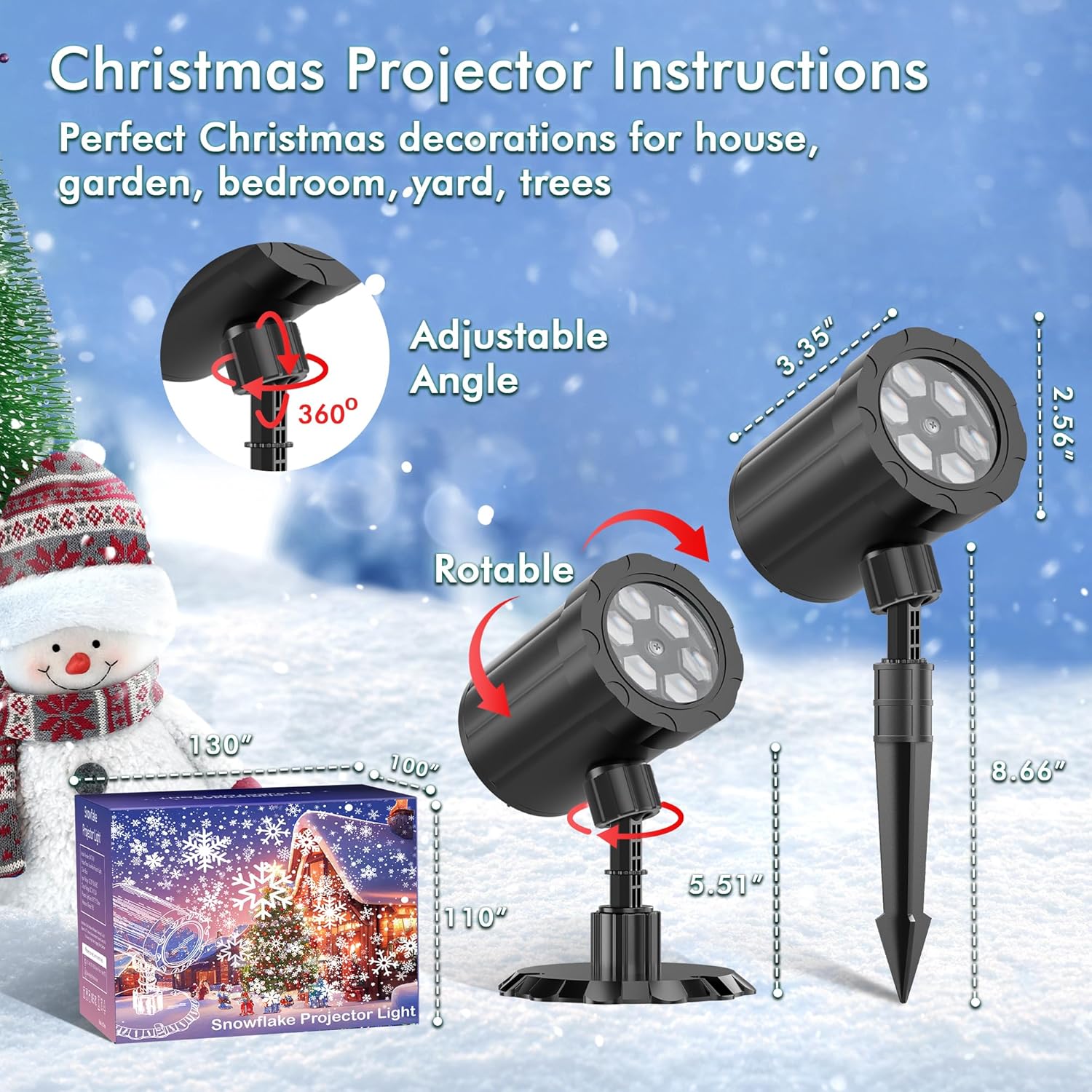 GUSODOR LED Snowflake Spotlight – Entryway and Living Room Decorative Accent, Warm White Projection