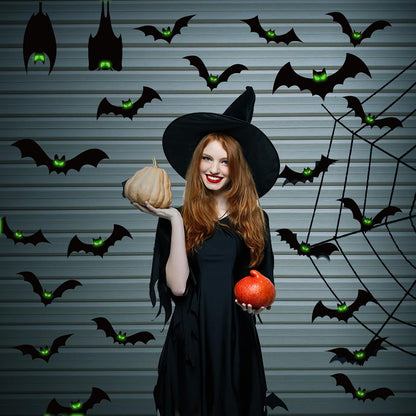 Halloween Garage Door Decorations Magnetic Bats with Glowing Eyes – Kid-Safe Nursery and Playroom Halloween Touch, No-Tape Family Decor