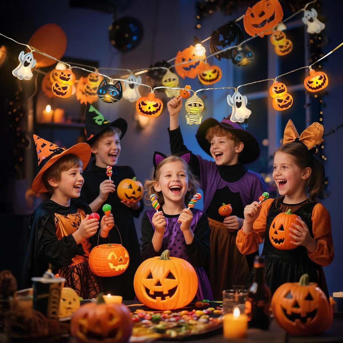 Halloween String Lights – Cozy Bedroom Decor with Pumpkin and Ghost LEDs for Living Room Ambiance